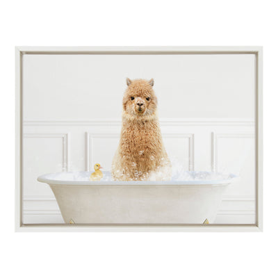 Sylvie Alpaca In Bubble Bath Neutral Style Framed Canvas by kateandlaurel - product image 8 for Resin Society