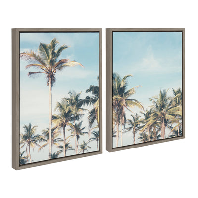 Sylvie Coastal Coconut Palm Tree Beach Framed Canvas Set by The by kateandlaurel - product image 10 for Resin Society