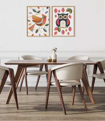 Sylvie Cardinal with Fall Leaves Framed Canvas by Carey Copeland