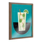 Blake Mojito framed printed art by Amber Leaders Designs, showing a stylized mojito drink illustration in a modern frame