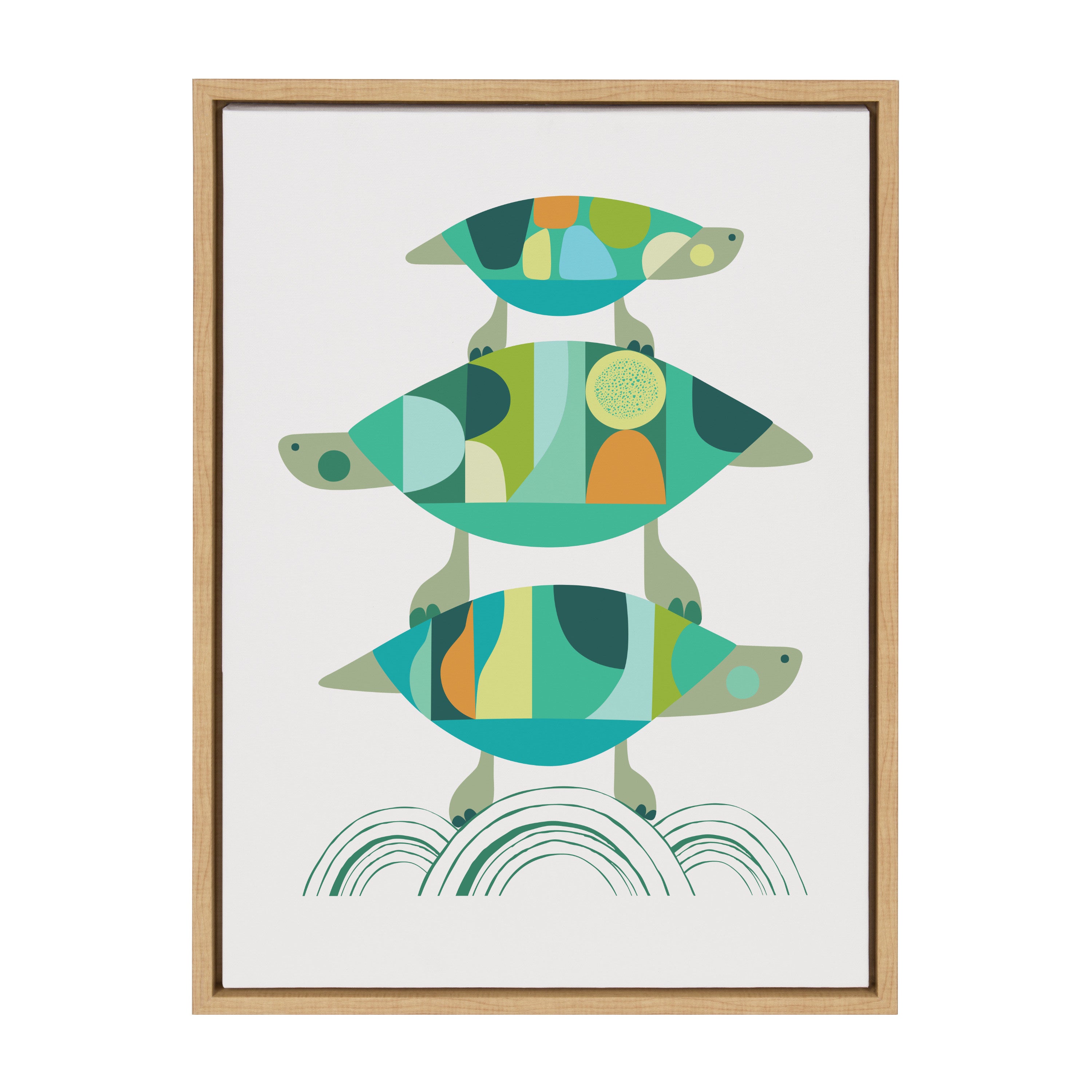 Sylvie Turtle Family Framed Canvas by Rachel Lee of My Dream Wall