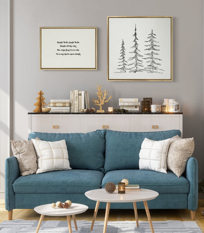 Sylvie Minimalist Evergreen Trees Sketch Framed Canvas