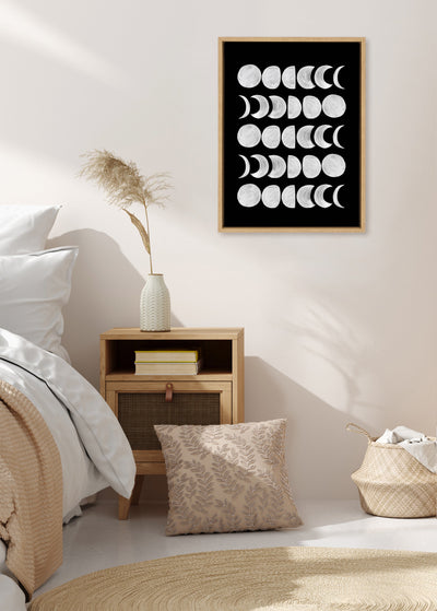Sylvie 901 Moon Phases White on Black Framed Canvas by kateandlaurel - product image 4 for Resin Society