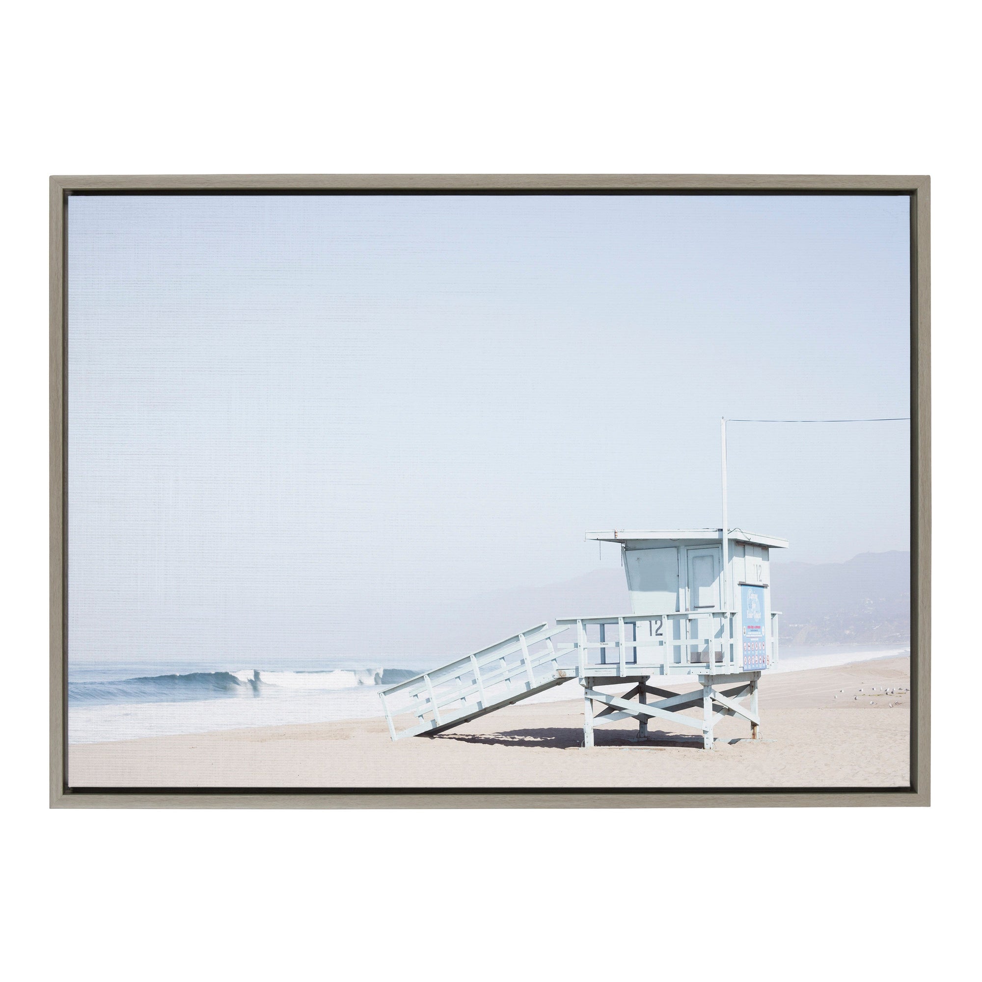 Sylvie Pale Blue Life Guard Tower Framed Canvas by kateandlaurel - main product image for Resin Society