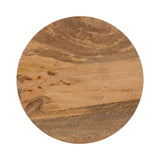 Round wooden surface with varied light and dark brown grain patterns creating natural texture and subtle color contrast.