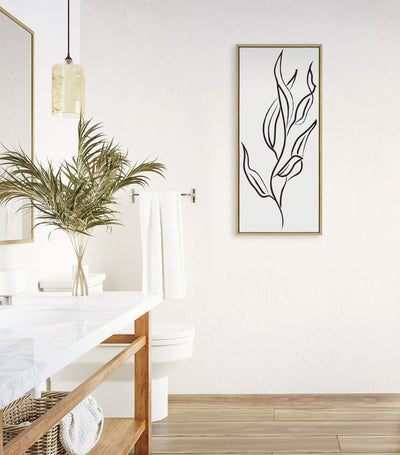 Sylvie Muted Illustrated Botanical Black and White Framed Canvas by kateandlaurel - product image 6 for Resin Society