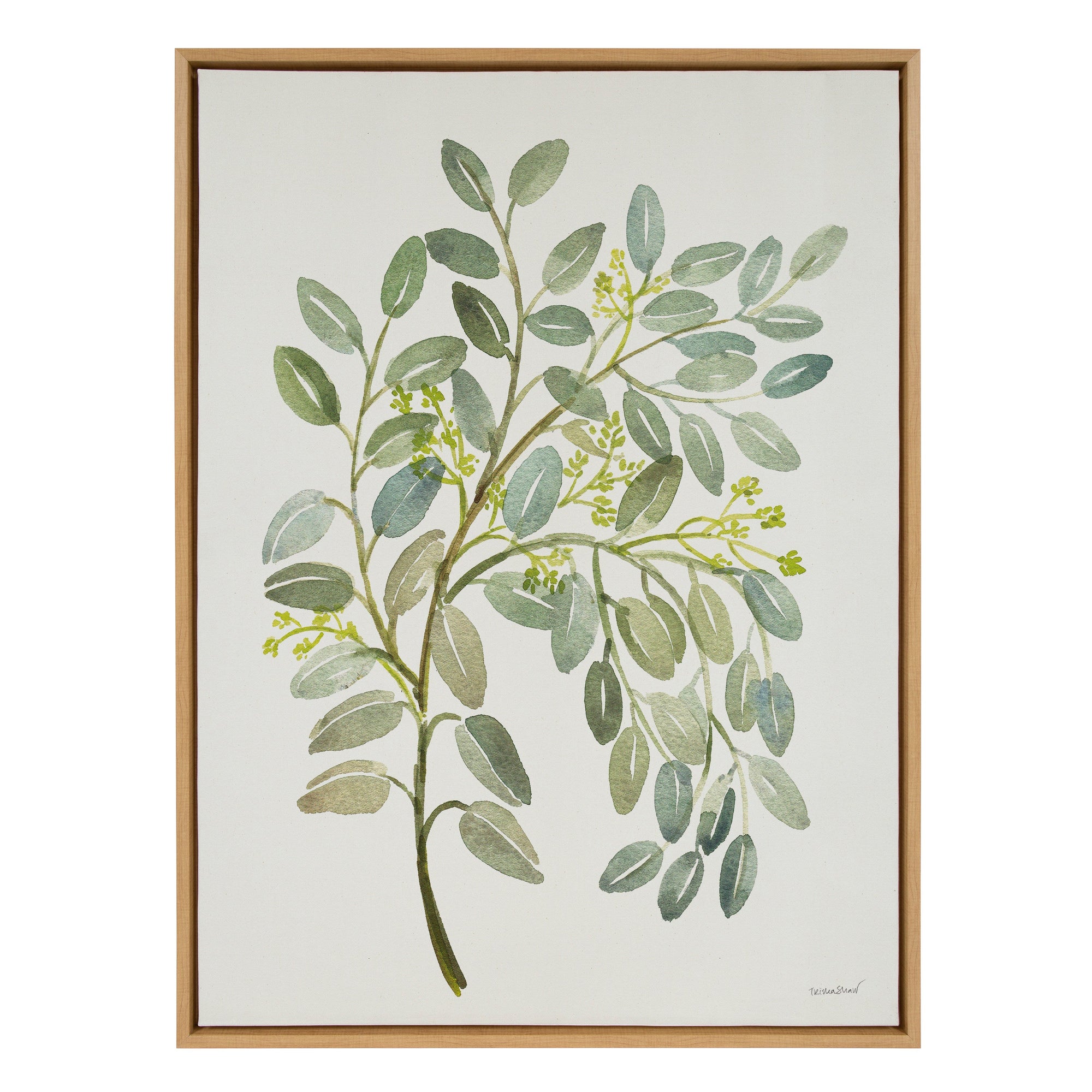 Sylvie Pale Leaves Framed Canvas by kateandlaurel - main product image for Resin Society