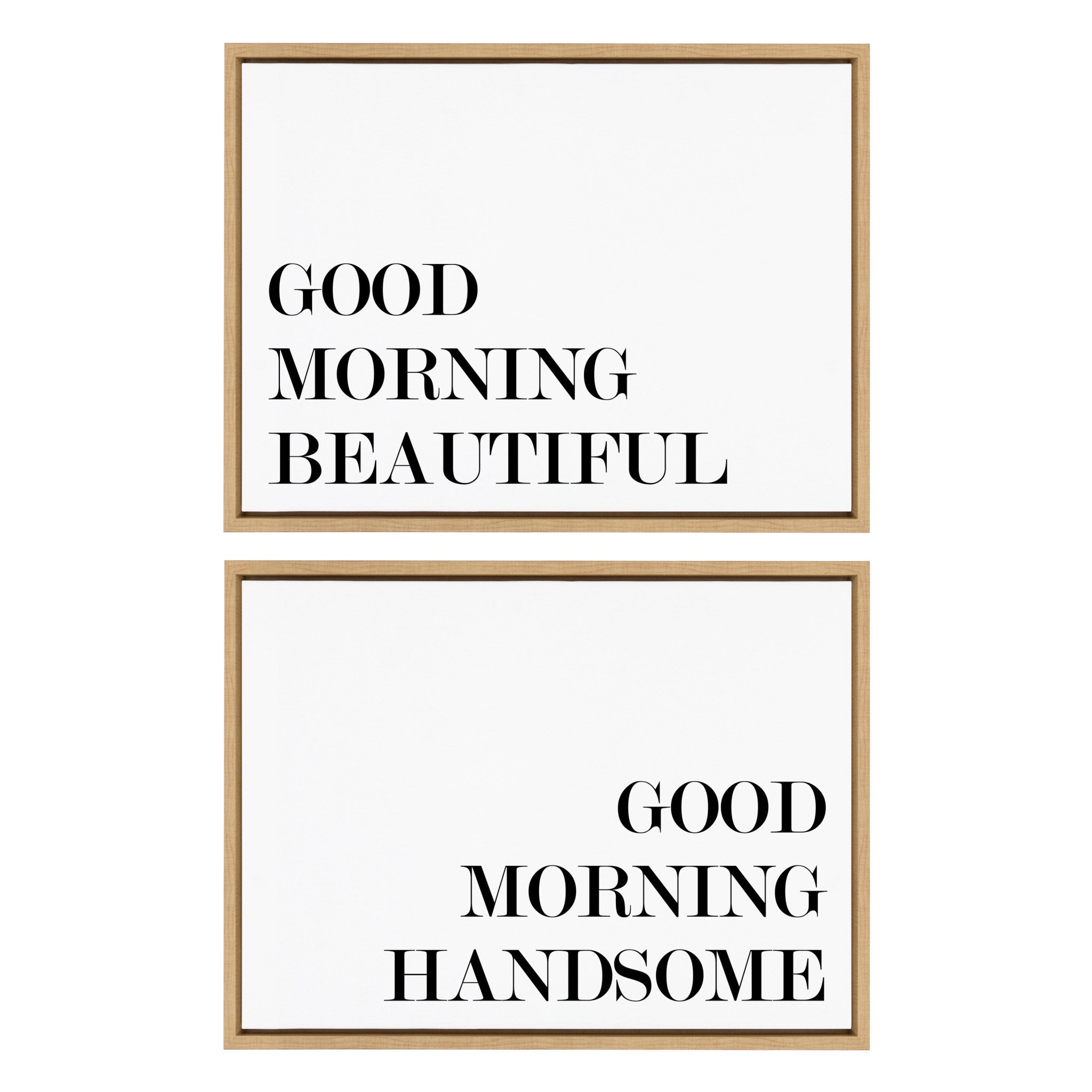 Sylvie Good Morning Beautiful and Good Morning Handsome Framed Canvas Art Set by Maggie Price