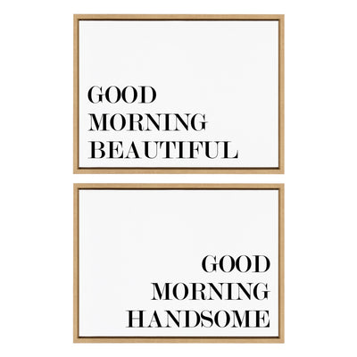 Sylvie Good Morning Beautiful and Good Morning Handsome Framed Canvas Art Set by Maggie Price