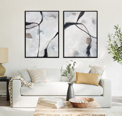 Sylvie Beaded In the Quiet of Thought 1 and 2 Framed Canvas Art Set by Nikita Jariwala