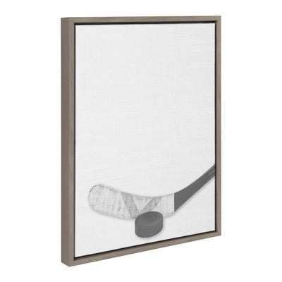 Sylvie Hockey Stick and Puck Framed Canvas, Gray 18x24 by kateandlaurel - product image 2 for Resin Society