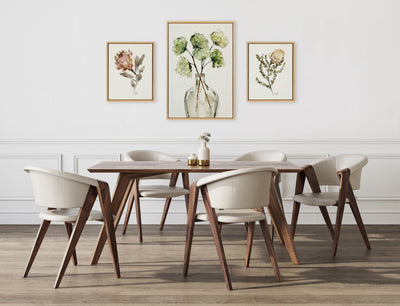 Sylvie Greenery Vase, Wild King Protea and Wild Banksia Framed Canvas Art Set by Sara Berrenson