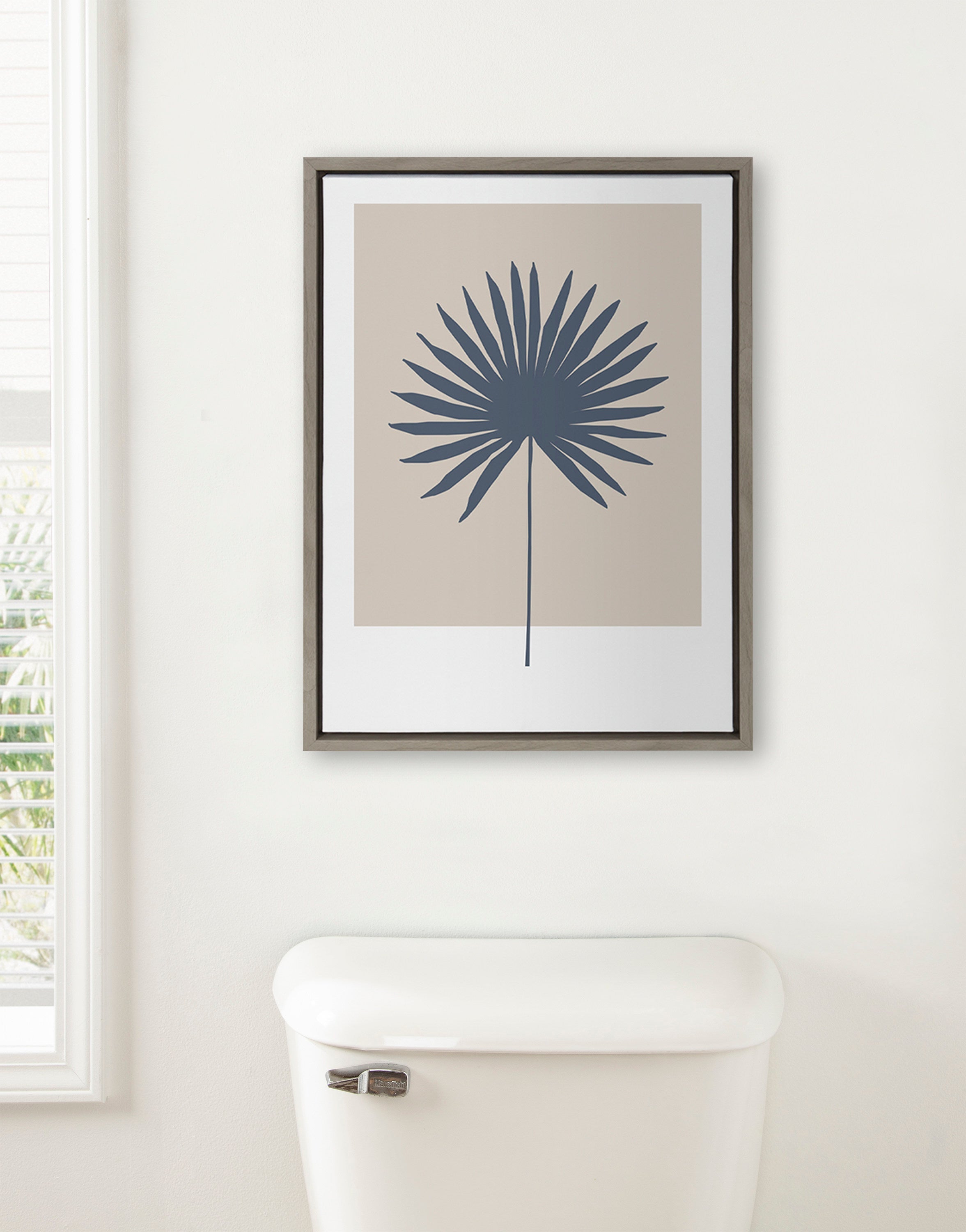 Sylvie Muted Tan and Blue Colorblock Botanical Palm Framed Canvas by kateandlaurel - product image 16 for Resin Society