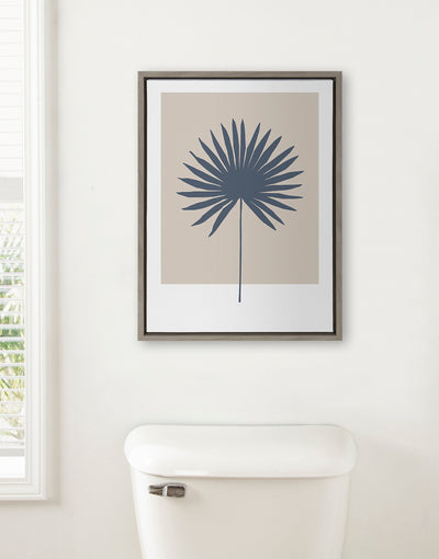 Sylvie Muted Tan and Blue Colorblock Botanical Palm Framed Canvas by kateandlaurel - product image 16 for Resin Society