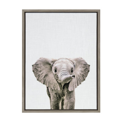 Sylvie Baby Elephant Color Framed Canvas by kateandlaurel - product image 8 for Resin Society