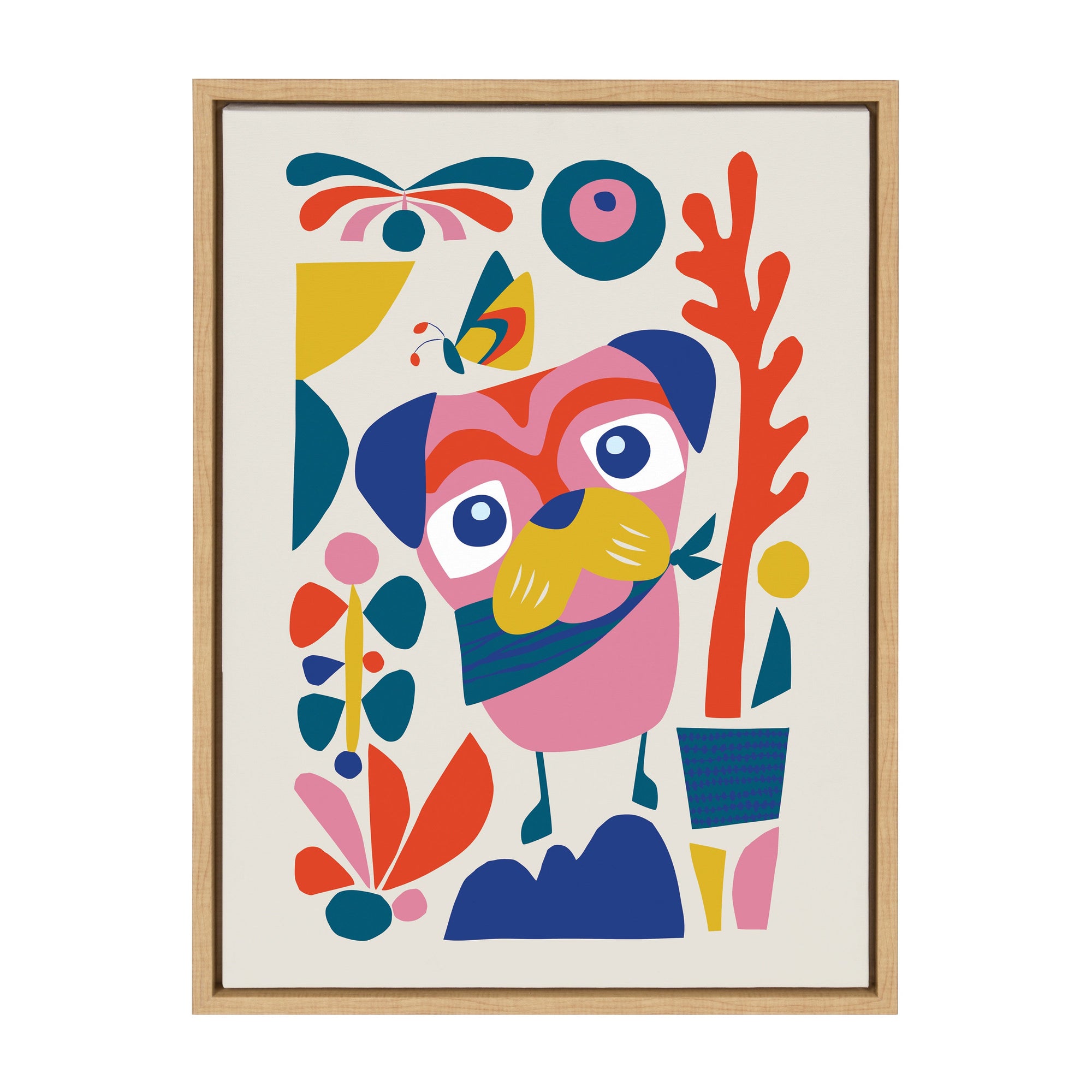 Sylvie Mid Century Modern Pug Framed Canvas by kateandlaurel - product image 9 for Resin Society