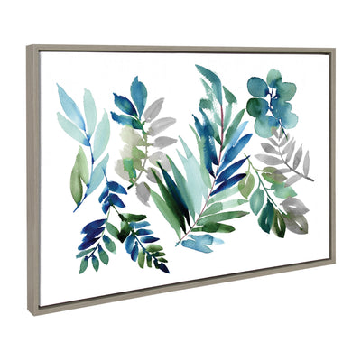 Sylvie Tropic Leaves Blue Framed Canvas by kateandlaurel - product image 2 for Resin Society