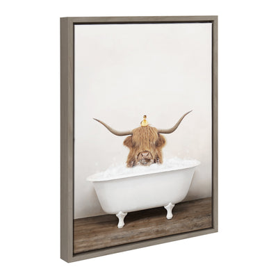 Sylvie Highland Cow and Duckling in Rustic Bath Framed Canvas by kateandlaurel - product image 13 for Resin Society
