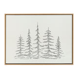 Sylvie Minimalist Evergreen Trees Sketch Framed Canvas