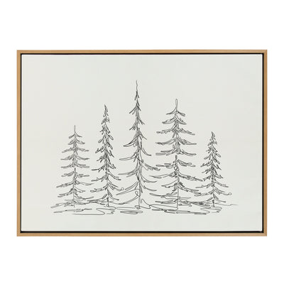 Sylvie Minimalist Evergreen Trees Sketch Framed Canvas