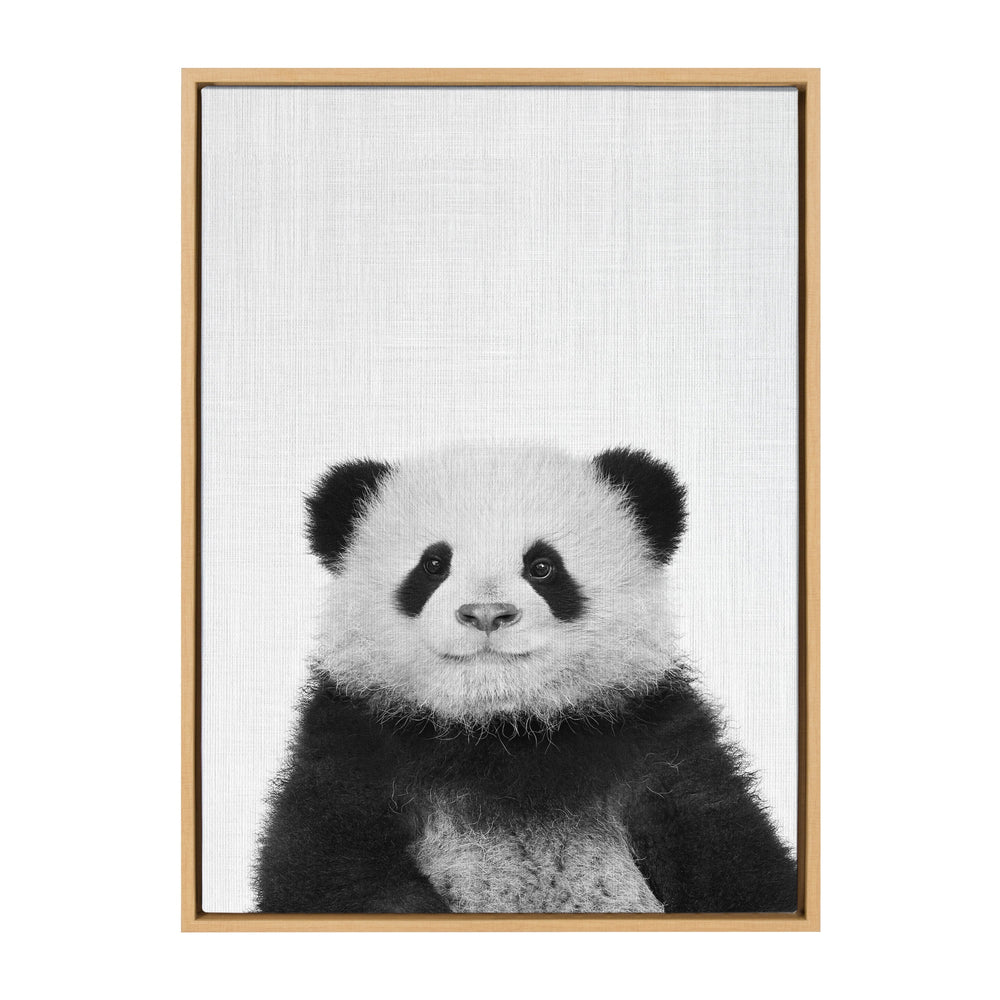 Sylvie Panda Framed Canvas by Simon Te Tai by kateandlaurel - main product image for Resin Society