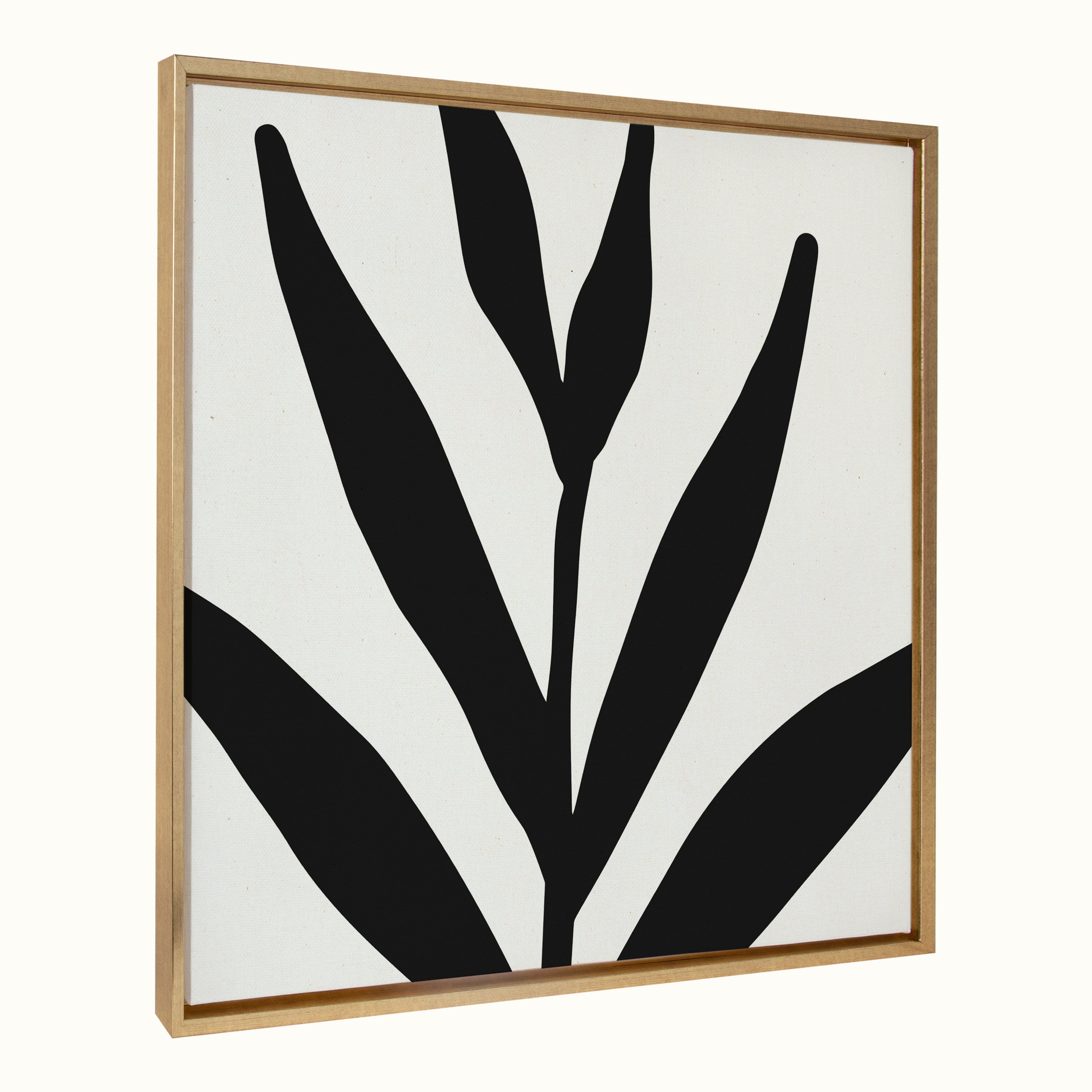 Sylvie Modern Botanical Neutral Abstract 1 Framed Canvas by kateandlaurel - main product image for Resin Society