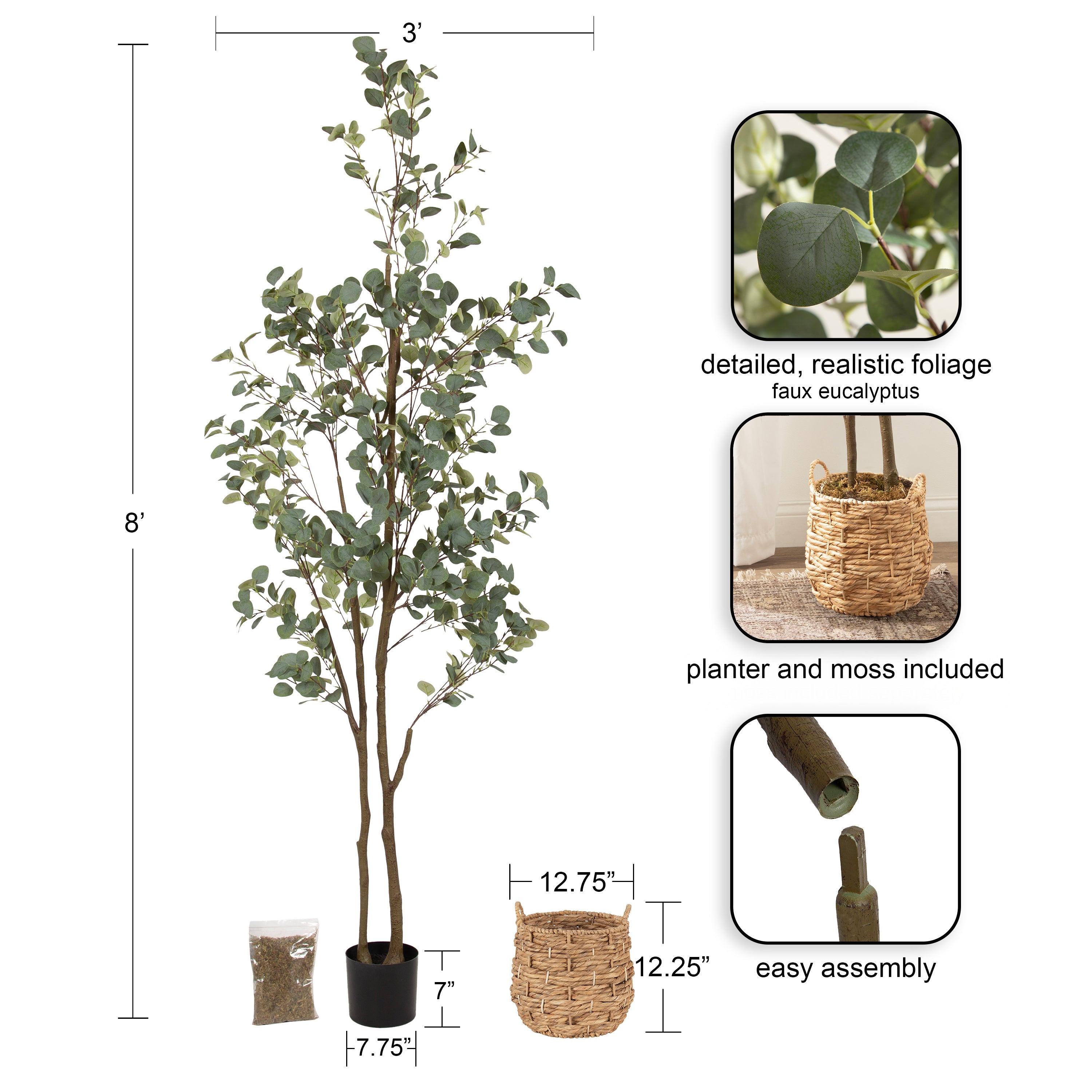 Eudora Faux Eucalyptus Tree - Kate and Laurel