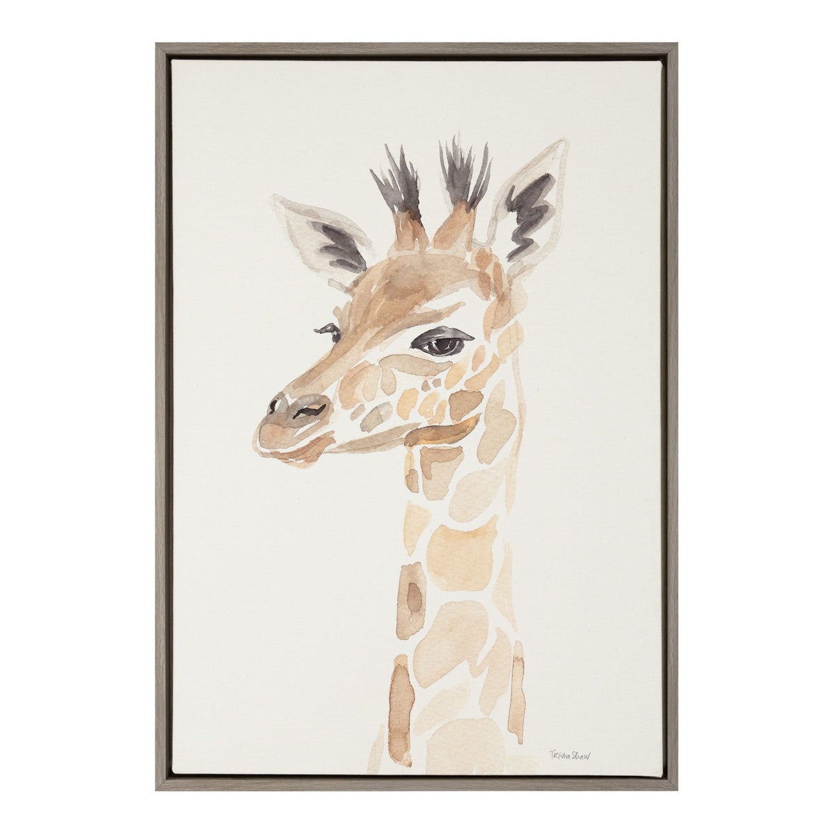 Sylvie Watercolor Giraffe Framed Canvas by kateandlaurel - product image 2 for Resin Society