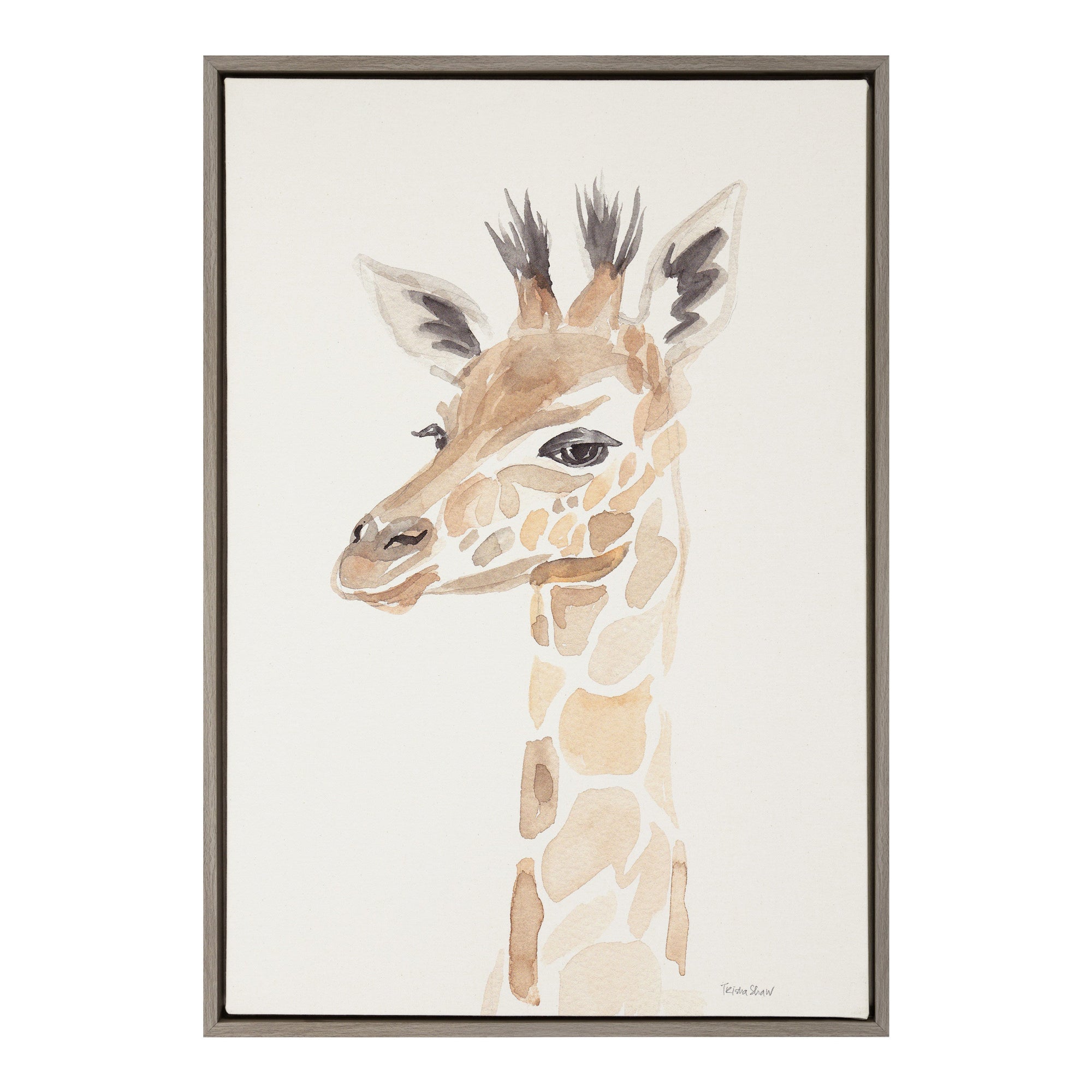 Sylvie Watercolor Giraffe Framed Canvas by kateandlaurel - product image 7 for Resin Society