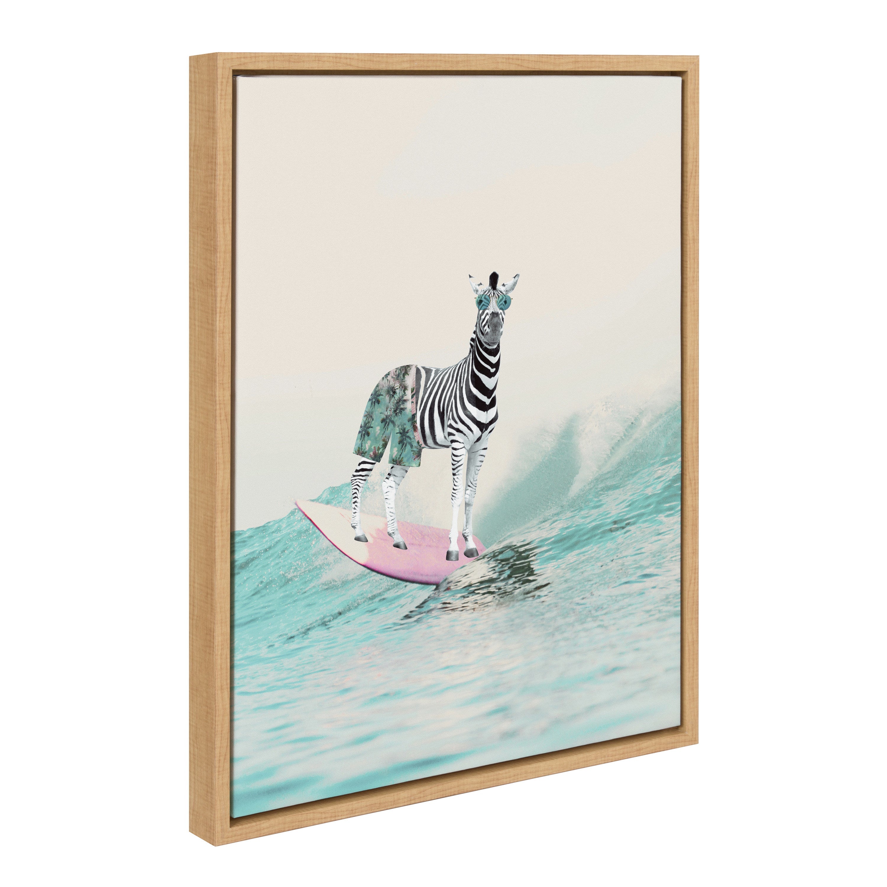Sylvie Zebra Surfer Framed Canvas by July Art Prints