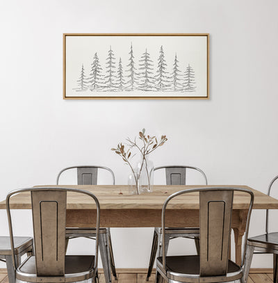 Sylvie Minimalist Evergreen Trees Sketch Framed Canvas