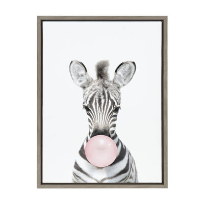 Sylvie Bubble Gum Zebra Framed Canvas by Amy Peterson Art Studio by kateandlaurel - product image 10 for Resin Society