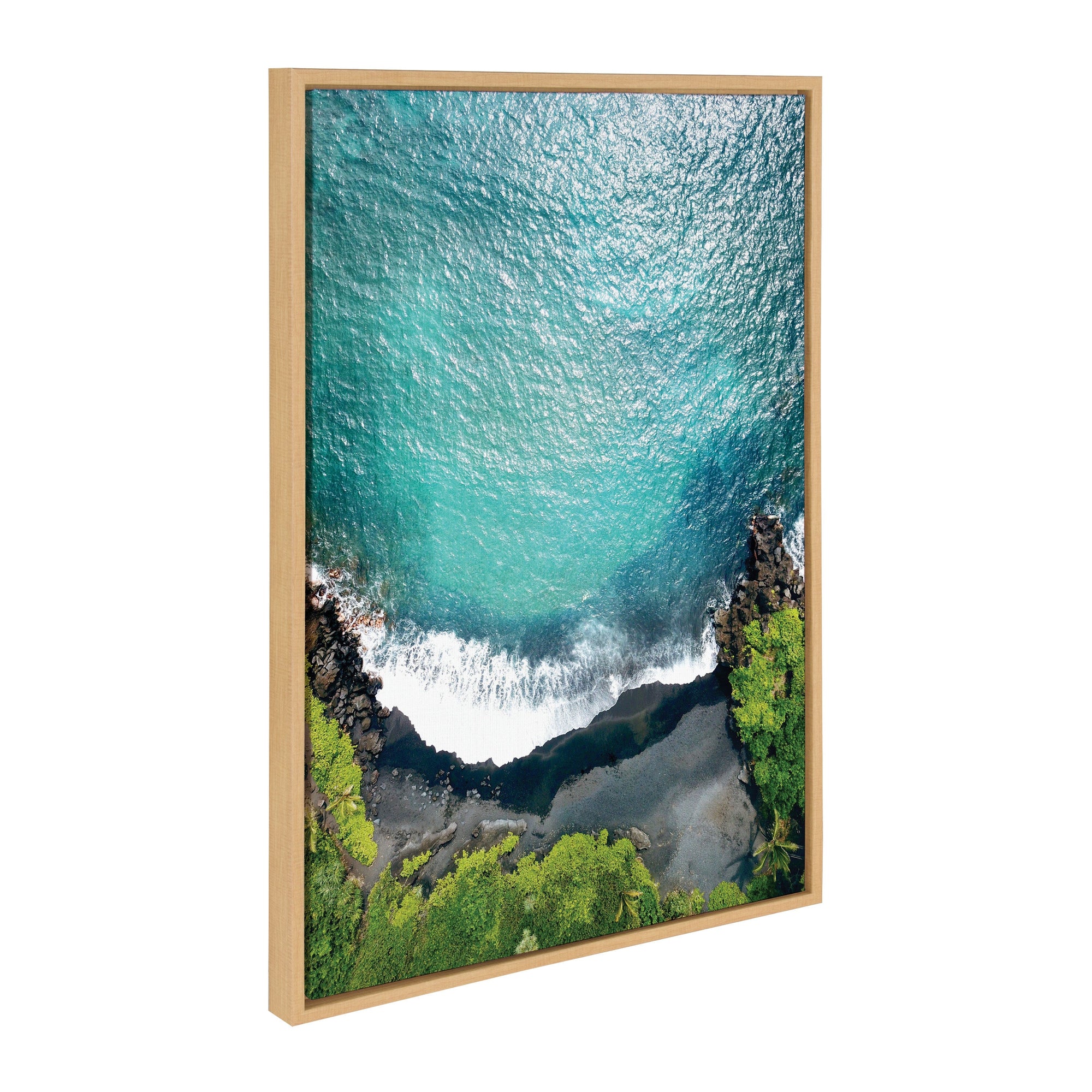 Sylvie Maui Black Sand Beach 1 Framed Canvas by Rachel Bolgov by kateandlaurel - main product image for Resin Society