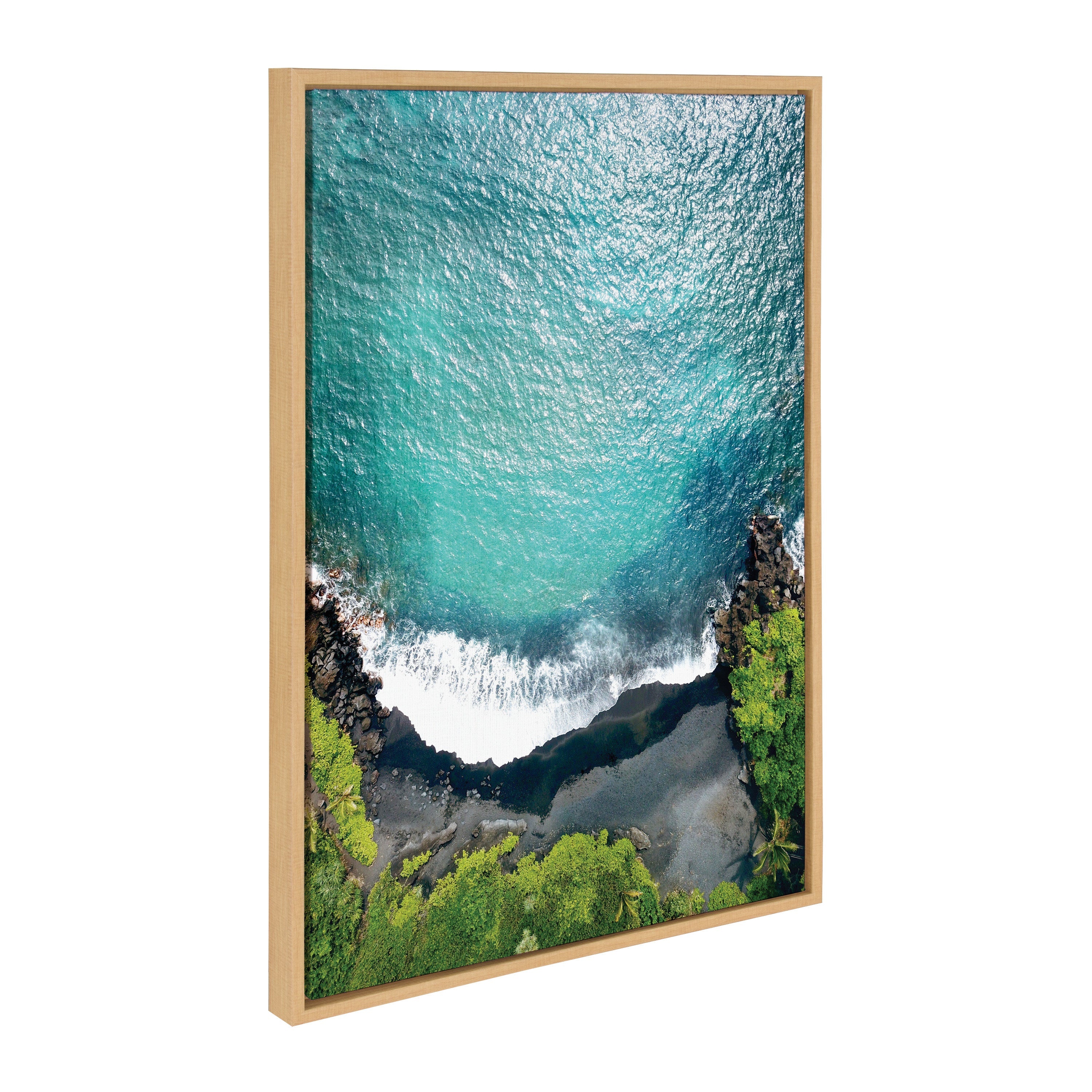 Sylvie Maui Black Sand Beach 1 Framed Canvas by Rachel Bolgov by kateandlaurel - main product image for Resin Society