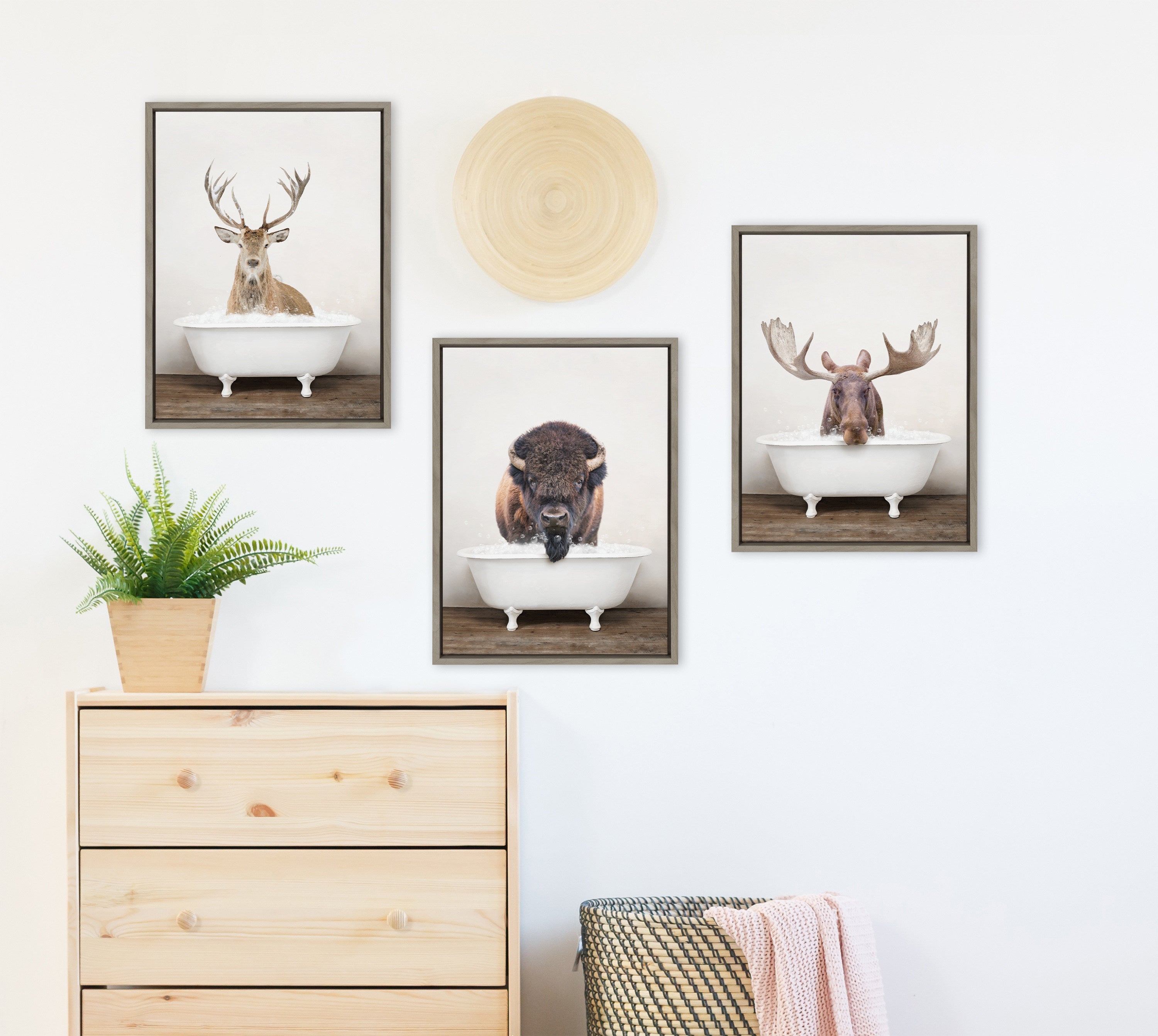 Sylvie Male Deer in Rustic Bath Framed Canvas by kateandlaurel - product image 17 for Resin Society