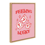 Sylvie Feeling Lucky Framed Canvas by Alli Standefer showing yellow dice with 'Feeling Lucky' text