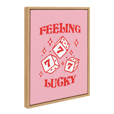 Sylvie Feeling Lucky Framed Canvas by Alli Standefer showing yellow dice with 'Feeling Lucky' text