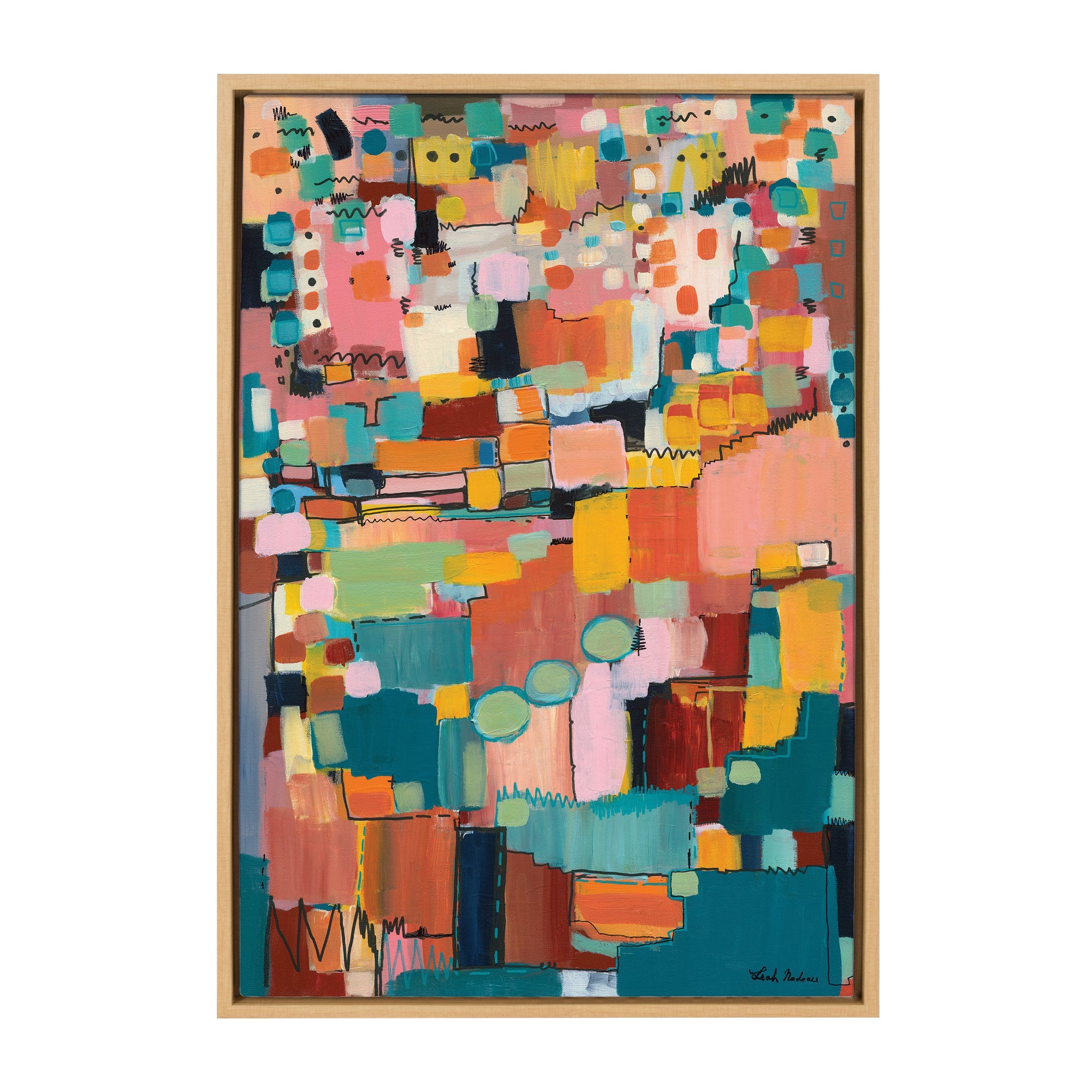 Sylvie Sunset Fiesta Framed Canvas by Leah Nadeau by kateandlaurel - main product image for Resin Society