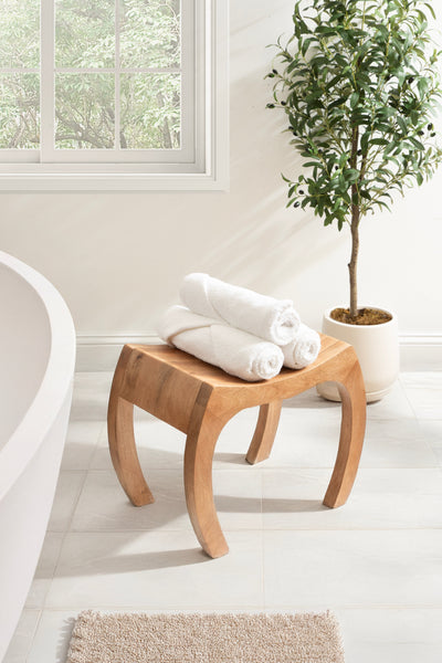 Loviisa Wood Ottoman and Vanity Stool