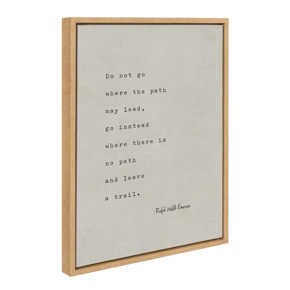Sylvie Emerson Quote Framed Canvas by Saint and Sailor Studios showing neutral script on gallery wrapped canvas with floating light frame