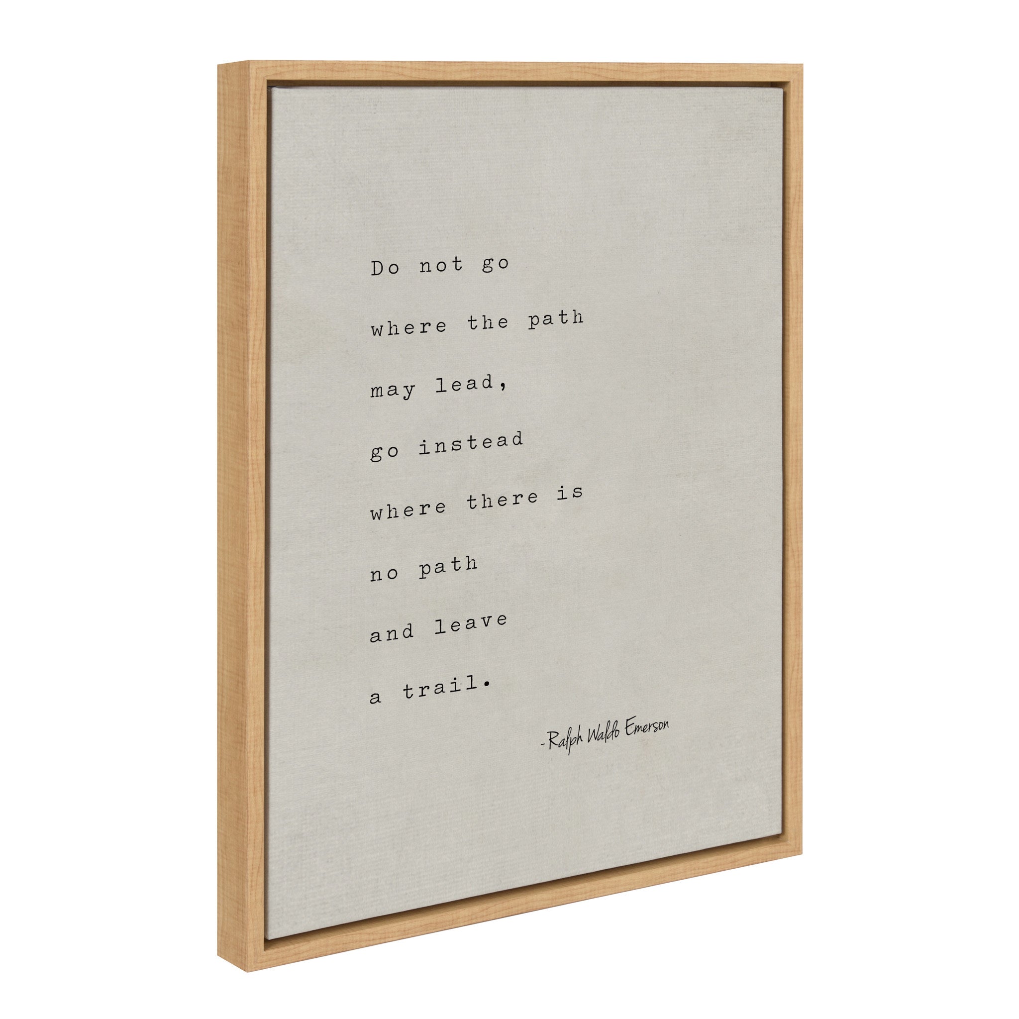 Sylvie Emerson Quote Framed Canvas by Saint and Sailor Studios showing neutral script on gallery wrapped canvas with floating light frame