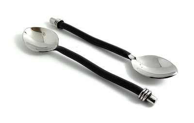 Set of six Vibhsa Black Silverware Teaspoons with twisted handles displayed on a white surface