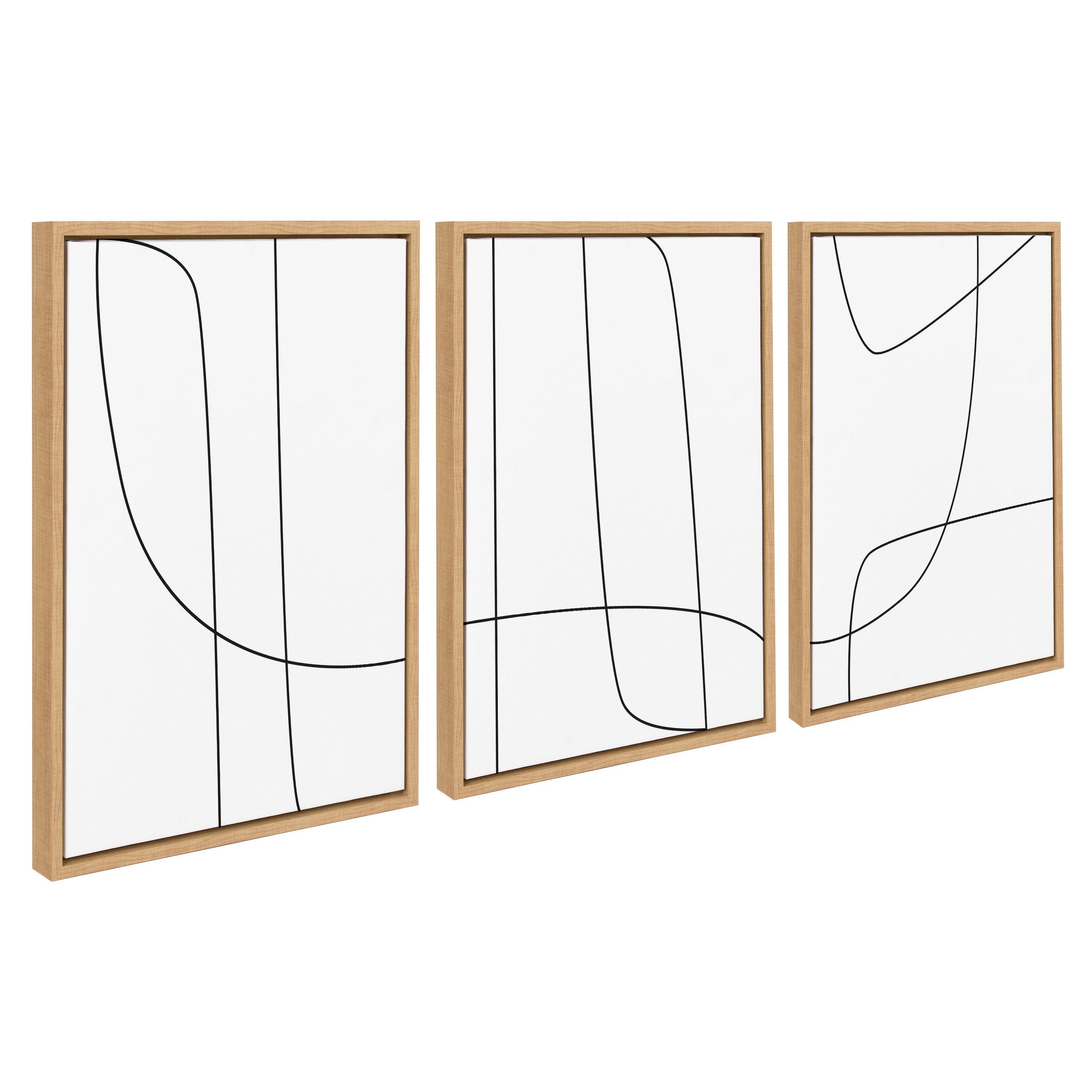 Sylvie Modern Line Abstract Black and White Framed Canvas Set by kateandlaurel - product image 2 for Resin Society