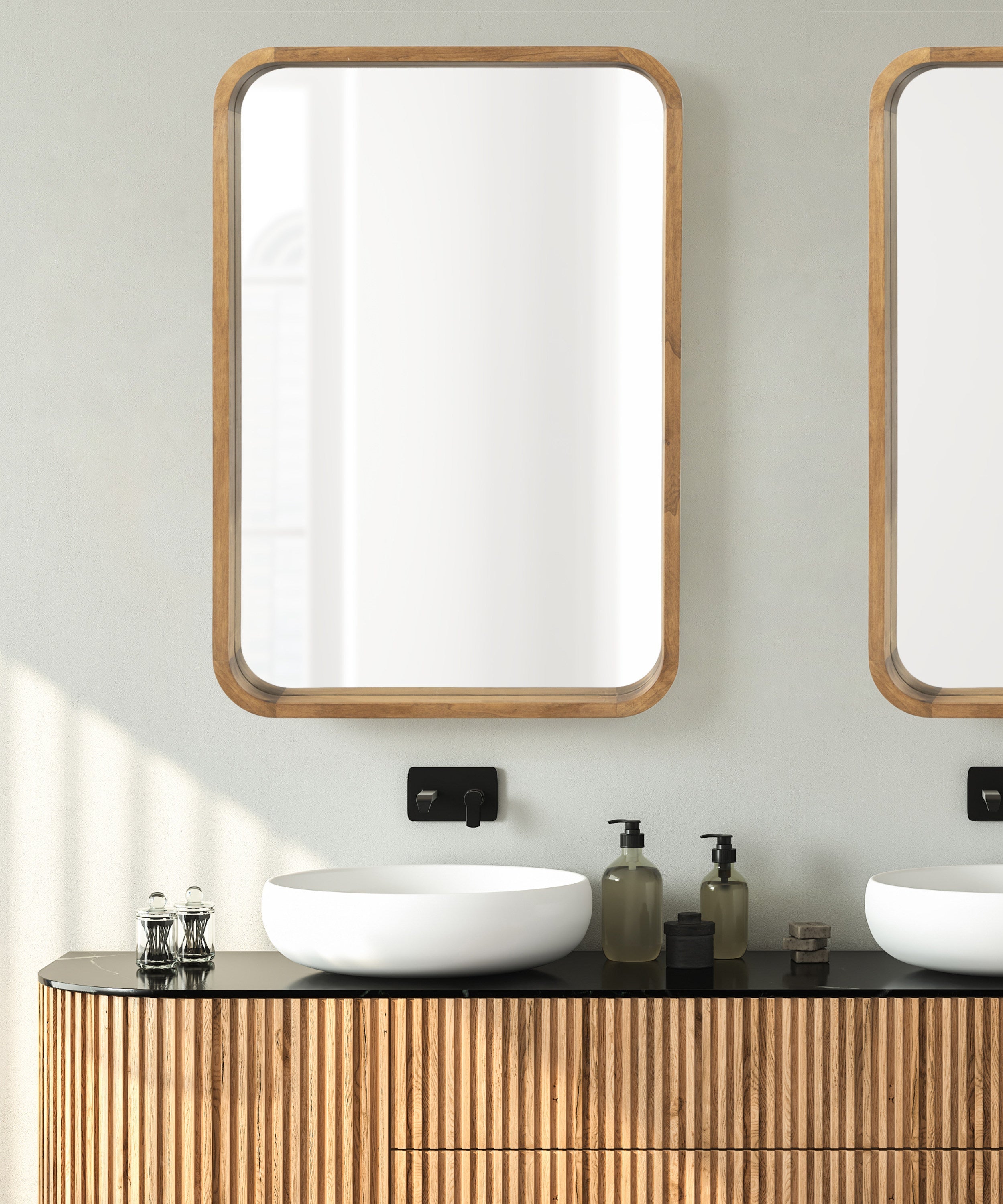 Hutton Wood Framed Radius Rectangle Mirror by kateandlaurel - product image 4 for Resin Society