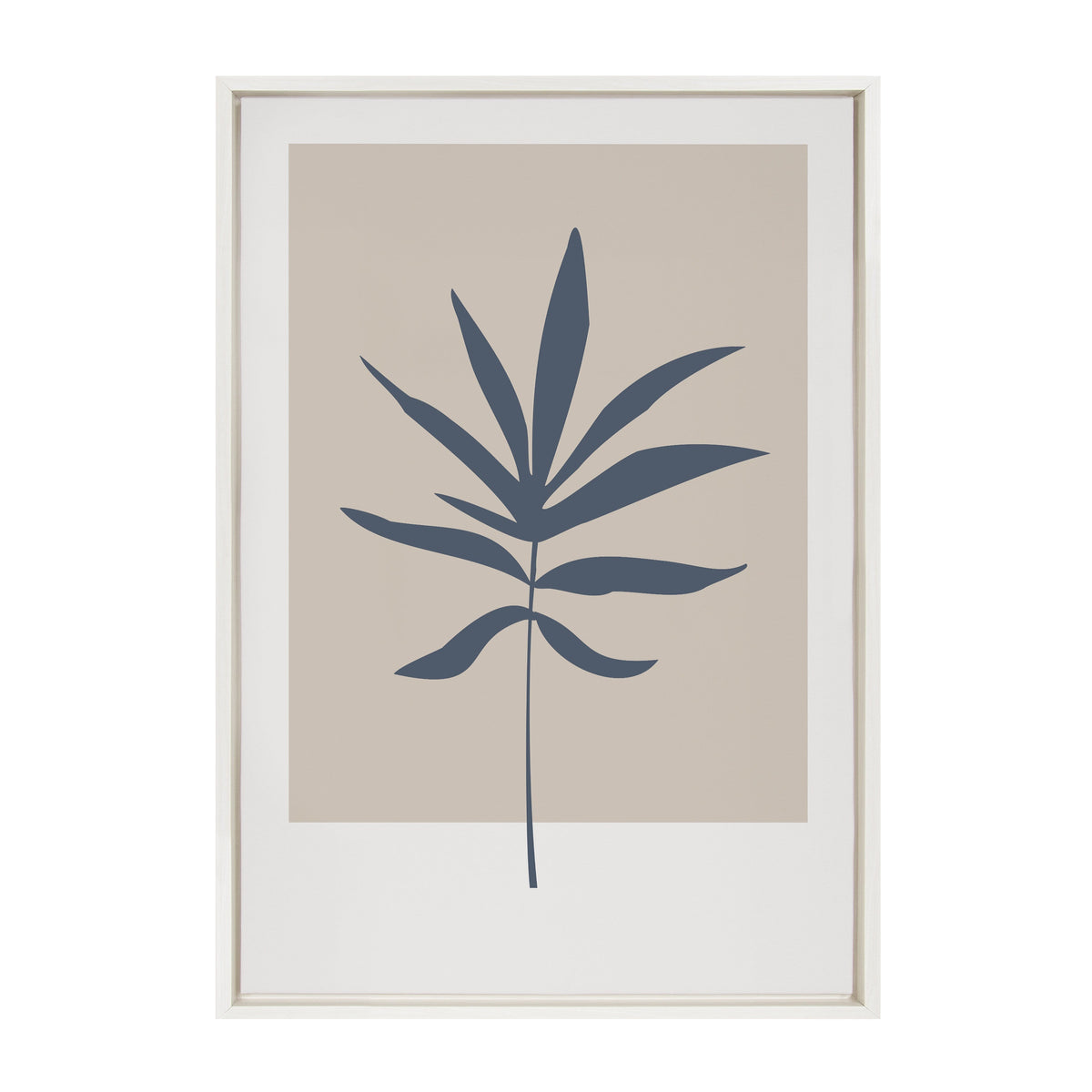 Sylvie Muted Tan and Blue Colorblock Botanical Leaf Framed Canvas by kateandlaurel - product image 2 for Resin Society