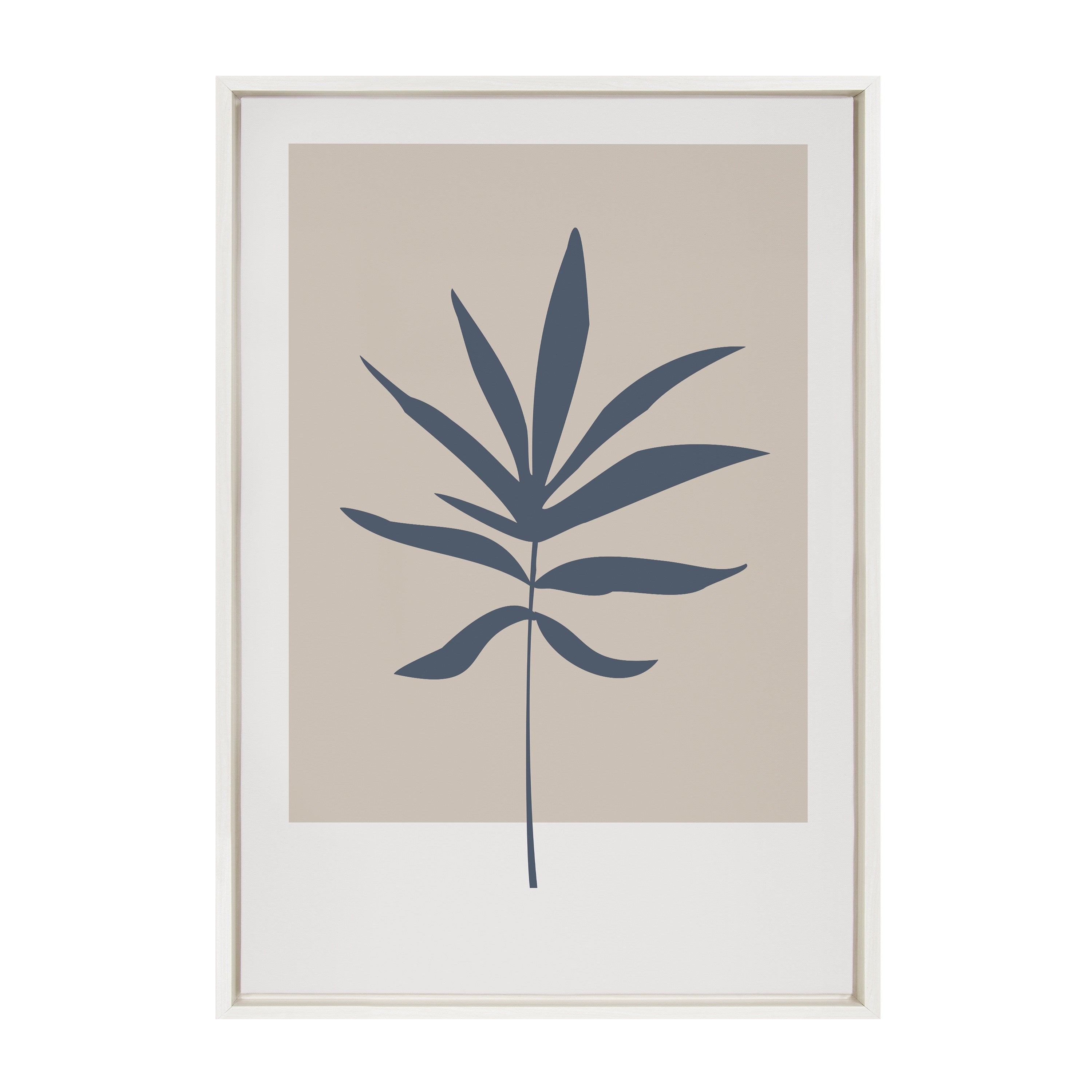 Sylvie Muted Tan and Blue Colorblock Botanical Leaf Framed Canvas by kateandlaurel - product image 2 for Resin Society