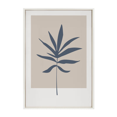 Sylvie Muted Tan and Blue Colorblock Botanical Leaf Framed Canvas by kateandlaurel - product image 2 for Resin Society