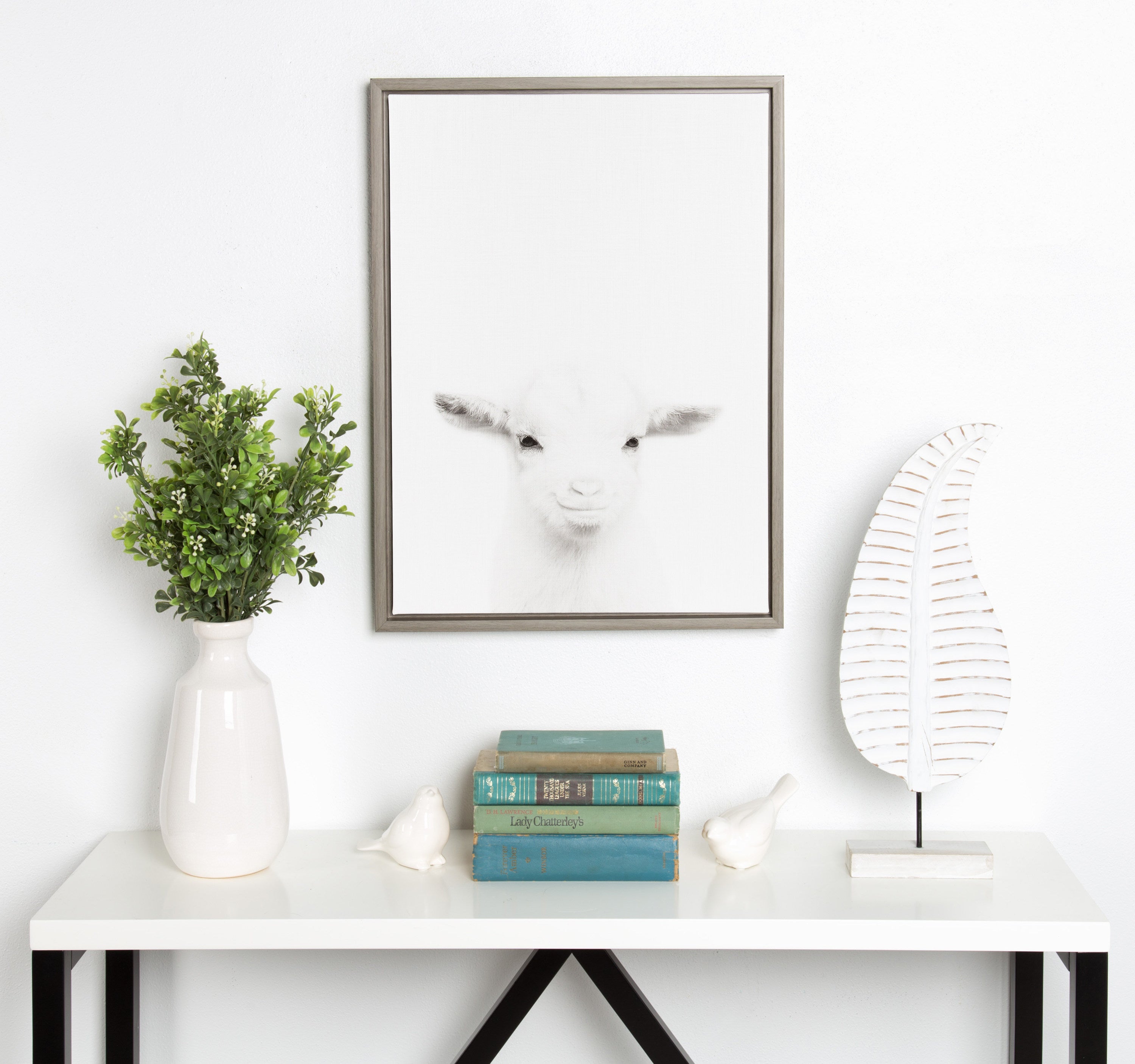 Sylvie Baby Goat Framed Canvas by Simon Te Tai by kateandlaurel - product image 4 for Resin Society