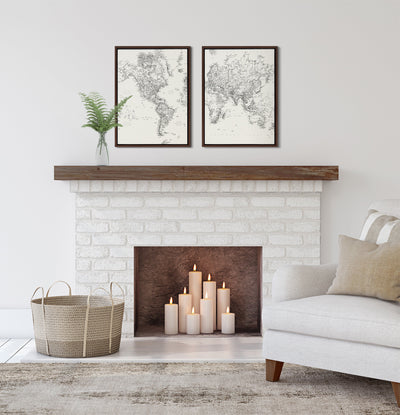 Sylvie Vintage Black and White World Map Framed Canvas Set by kateandlaurel - product image 16 for Resin Society