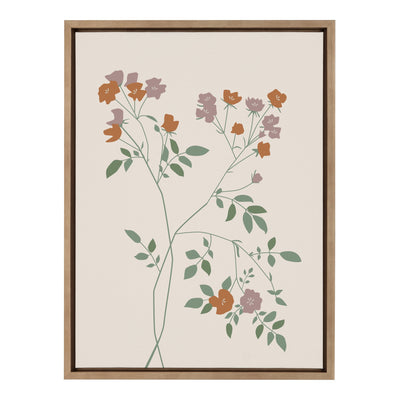 Sylvie Delicate Illustrated Red and Purple Wildflowers Framed Canvas by kateandlaurel - product image 2 for Resin Society